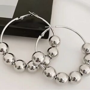 🩶 NEW Bohemian style silver ball hoops 🩶